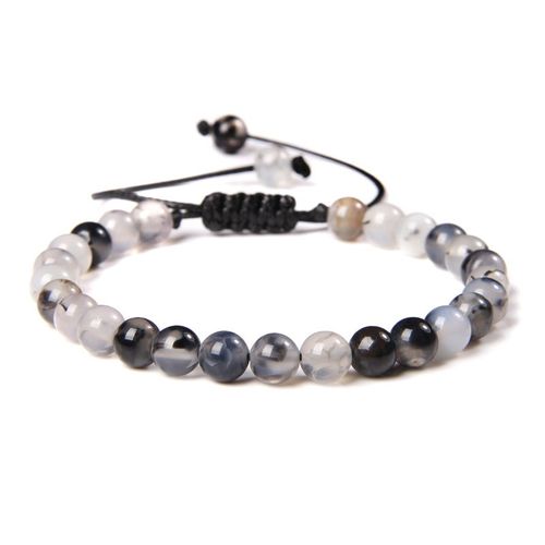 Bracelets Ajustables En Pierre Verte Naturelle Pour Femme, Perles En Pierre Noire, Cordon Vintage, 6 Mm