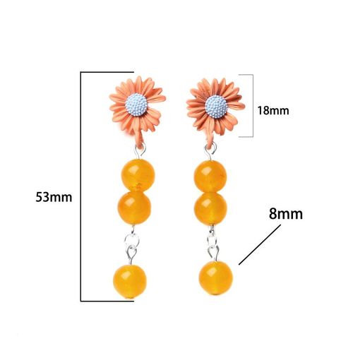 Boucles D'oreilles Marguerite De Style Coréen Pour Femmes, Bijoux Longs En Perles De Cristal Rose, Goutte D'eau, 2023