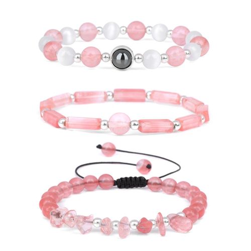 Bracelet En Fluorite Naturelle Pour Homme Et Femme, Breloque Aile De Soleil, Perles Étoiles, Bijoux À La Mode, 3 Pièces/Lot