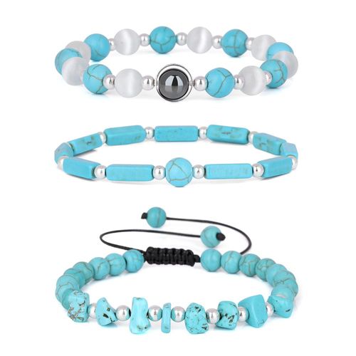 Bracelet En Fluorite Naturelle Pour Homme Et Femme, Breloque Aile De Soleil, Perles Étoiles, Bijoux À La Mode, 3 Pièces/Lot