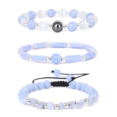 Bracelet En Fluorite Naturelle Pour Homme Et Femme, Breloque Aile De Soleil, Perles Étoiles, Bijoux À La Mode, 3 Pièces/Lot