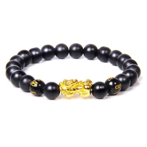 Bracelets Fengshui En Pierre D'agate Naturelle Pour Hommes Et Femmes, Bijoux Tressés Élastiques Faits À La Main, Breloque Pixiu, Perles Motte 8-12mm
