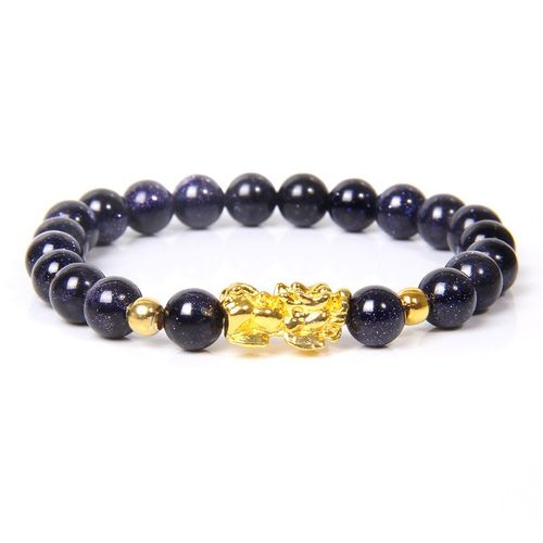 Bracelets Fengshui En Pierre D'agate Naturelle Pour Hommes Et Femmes, Bijoux Tressés Élastiques Faits À La Main, Breloque Pixiu, Perles Motte 8-12mm