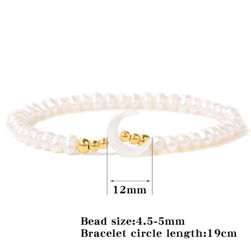 Bracelet En Coquillage Croissant De Lune Pour Homme Et Femme, Bijou En Nacre Naturelle, Breloque En Or, À La Mode