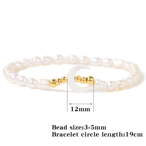 Bracelet En Coquillage Croissant De Lune Pour Homme Et Femme, Bijou En Nacre Naturelle, Breloque En Or, À La Mode