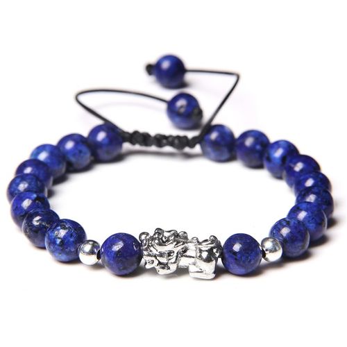 Bracelets Fengshui En Pierre D'agate Naturelle Pour Hommes Et Femmes, Bijoux Tressés Élastiques Faits À La Main, Breloque Pixiu, Perles Motte 8-12mm