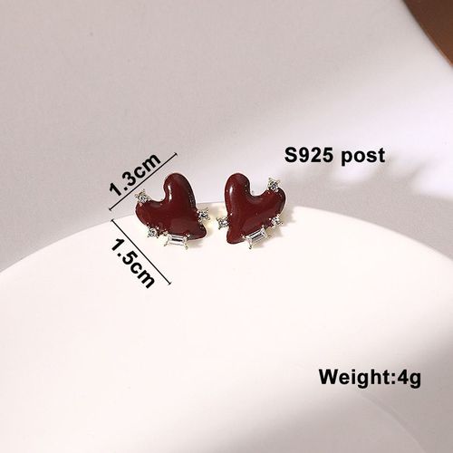 Boucles D'oreilles À Tige Rouge Chic Pour Femmes, Douces, Aucune Petite Fleur, Mode Coréenne, Perle, Cristal, Filles