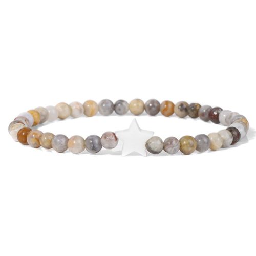 Bracelets En Perles De Pierre Pour Femmes Et Hommes, Breloques Étoiles En Coquillage Naturel, Bracelets En Cristal D'agate, Bijoux Féminins, Navire Chia, Mode, 4mm
