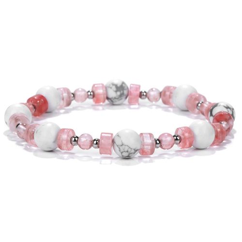 Bracelets En Pierre Naturelle Howlite Pour Femmes, Bijoux En Pierre De Pastèque Rouge, Cristal, Cadeau De Fête