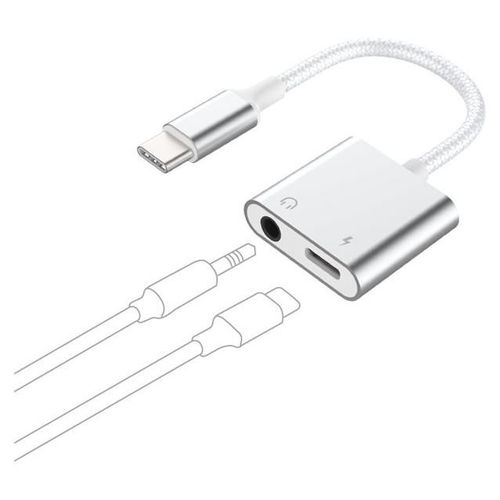 Force Power Lite - USB-C vers jack de casque / adaptateur de charge - 24 pin USB-C mâle pour 24 pin USB-C, jack mini femelle - blanc