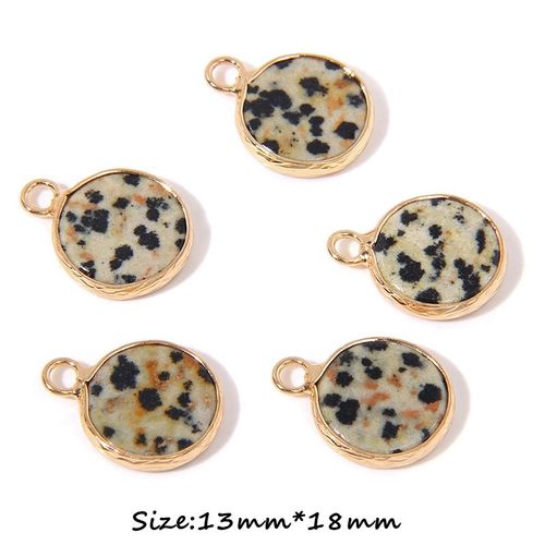 Breloques Rondes En Pierre De Cristal Naturel, Agates, Charbon, Or, Bord De Document, Collier À Lettre, Bijoux, Accessoires De Direction, 1 Pièce, 2 Pièces, 3 Pièces