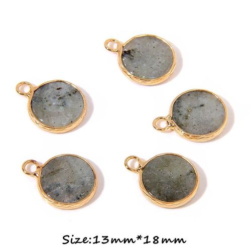 Breloques Rondes En Pierre De Cristal Naturel, Agates, Charbon, Or, Bord De Document, Collier À Lettre, Bijoux, Accessoires De Direction, 1 Pièce, 2 Pièces, 3 Pièces