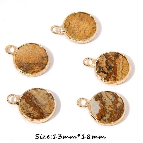 Breloques Rondes En Pierre De Cristal Naturel, Agates, Charbon, Or, Bord De Document, Collier À Lettre, Bijoux, Accessoires De Direction, 1 Pièce, 2 Pièces, 3 Pièces