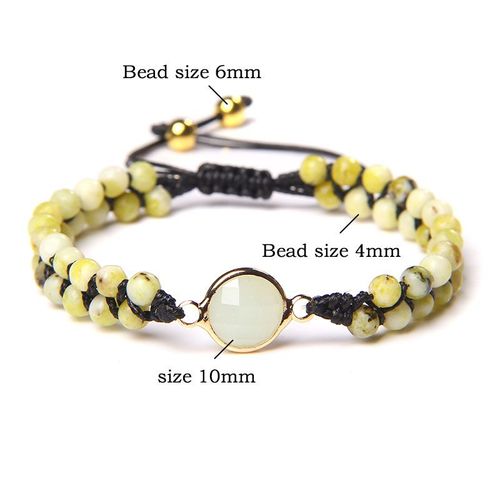 Bracelet Perlé En Pierre Naturelle, Double Couche, Taille Ajustable, Corde Tressée, Amazonite, Bijoux De Guérison, Cadeau Pour Femmes, Reiki