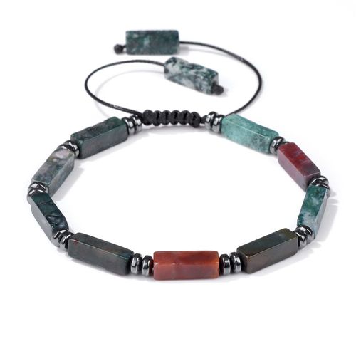 Bracelet Long En Perles Cuboïdes Pour Hommes Et Femmes, Pierre De Sang Naturelle, Bracelets Tressés En ¿Il De Tigre, Bijoux En Hématite, Mode