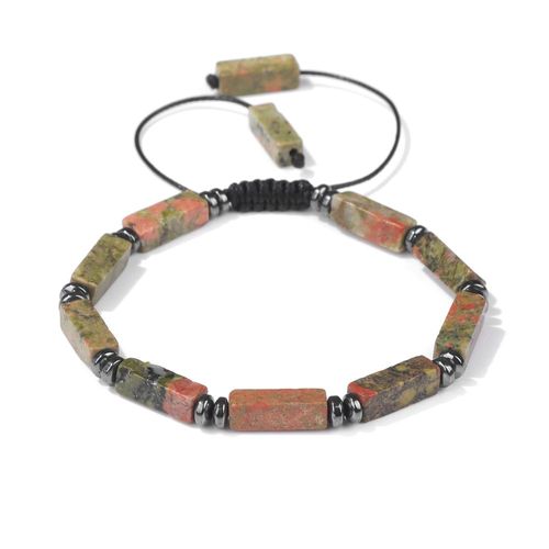 Bracelet Long En Perles Cuboïdes Pour Hommes Et Femmes, Pierre De Sang Naturelle, Bracelets Tressés En ¿Il De Tigre, Bijoux En Hématite, Mode