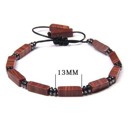 Bracelet Long En Perles Cuboïdes Pour Hommes Et Femmes, Pierre De Sang Naturelle, Bracelets Tressés En ¿Il De Tigre, Bijoux En Hématite, Mode