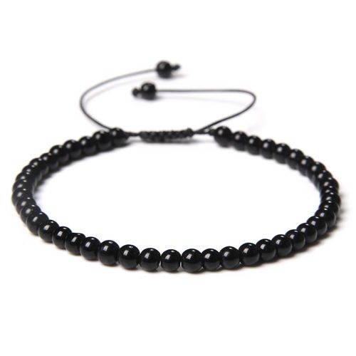 Bracelet De Perles De Pierre Réglable De 4mm Pour Femmes, Bracelets D'agates Naturelles, Onyx Lapis Lazuli, Bracelet Tissé Pour Cadeau De Nouvel An, Bijoux