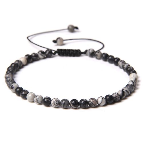 Bracelet De Perles De Pierre Réglable De 4mm Pour Femmes, Bracelets D'agates Naturelles, Onyx Lapis Lazuli, Bracelet Tissé Pour Cadeau De Nouvel An, Bijoux