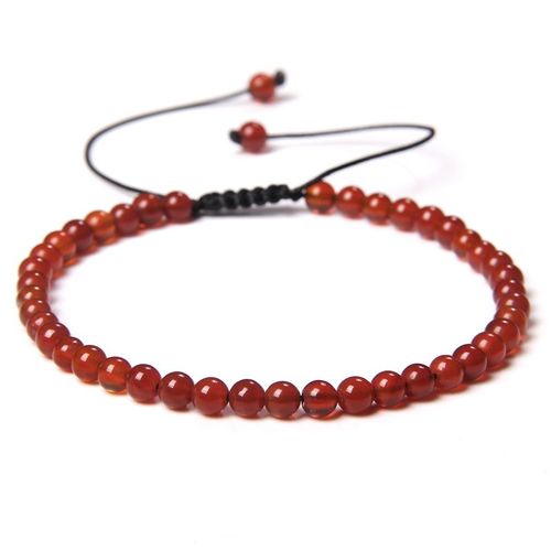 Bracelet De Perles De Pierre Réglable De 4mm Pour Femmes, Bracelets D'agates Naturelles, Onyx Lapis Lazuli, Bracelet Tissé Pour Cadeau De Nouvel An, Bijoux