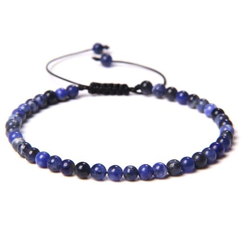 Bracelet De Perles De Pierre Réglable De 4mm Pour Femmes, Bracelets D'agates Naturelles, Onyx Lapis Lazuli, Bracelet Tissé Pour Cadeau De Nouvel An, Bijoux