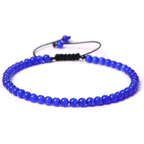 Bracelet De Perles De Pierre Réglable De 4mm Pour Femmes, Bracelets D'agates Naturelles, Onyx Lapis Lazuli, Bracelet Tissé Pour Cadeau De Nouvel An, Bijoux