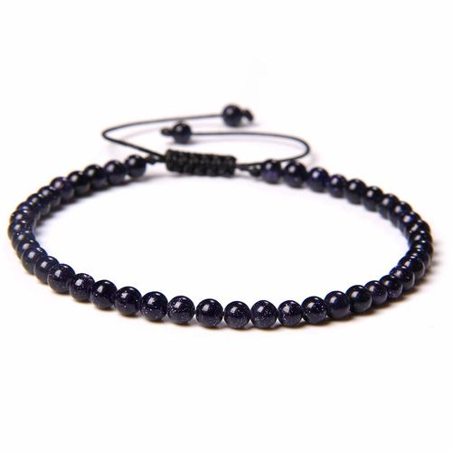Bracelet De Perles De Pierre Réglable De 4mm Pour Femmes, Bracelets D'agates Naturelles, Onyx Lapis Lazuli, Bracelet Tissé Pour Cadeau De Nouvel An, Bijoux