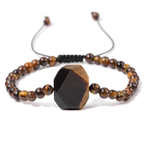 Bracelet Pendentif Carré En Pierre Naturelle Brute Pour Hommes Et Femmes, Bracelet En Ultissée, Perles De Cristal De Quartz, Bijoux D'énergie De Guérison