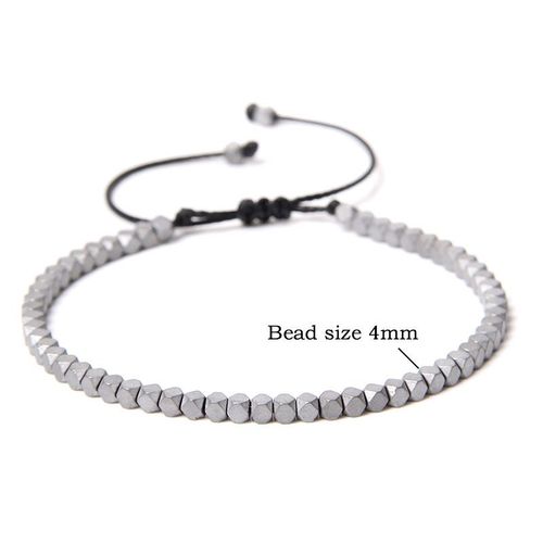 Bracelets Tressés De Couleur Arc-En-Ciel Pour Hommes 4mm, Bracelet De Perles Cubiques À Facettes Pour Femmes, Plaqué Hématite Noire, Bijoux Pour Fête