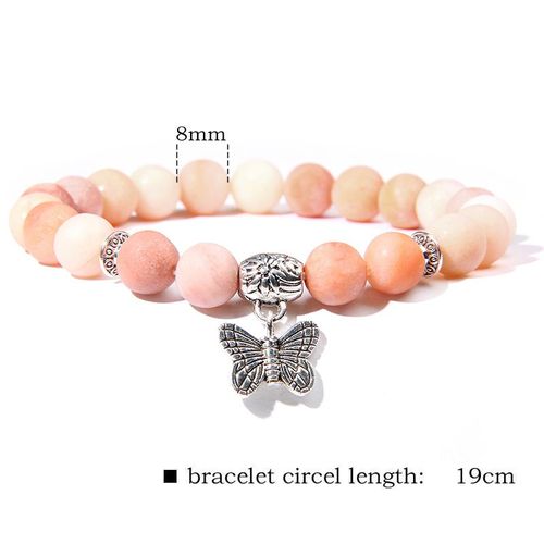 Bracelet À Breloques Papillon En Pierre Naturelle Pour Femme, Bracelets En Cristal D'aventurine Rose, Bijoux À La Mode, Cadeau De Fête