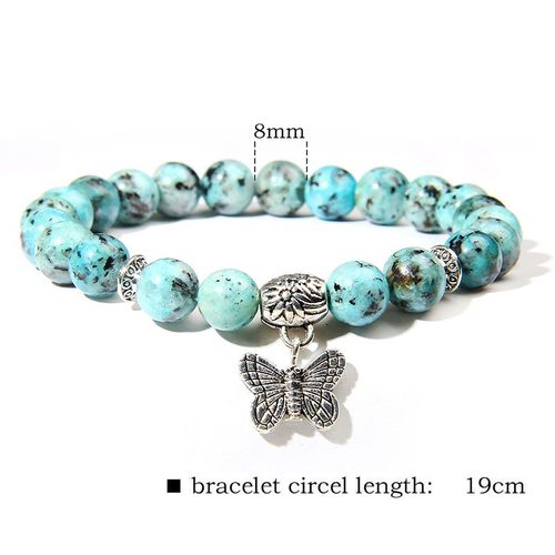 Bracelet À Breloques Papillon En Pierre Naturelle Pour Femme, Bracelets En Cristal D'aventurine Rose, Bijoux À La Mode, Cadeau De Fête