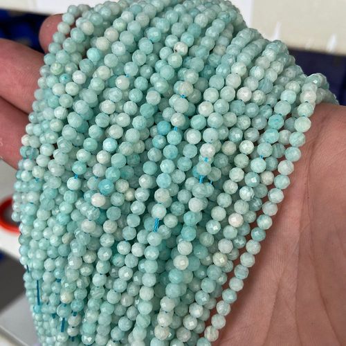 Perles De Pierre À Facettes Bleues De 3mm, Aigue-Marine Aa Naturelle, Dentelle, Agate Brillante, Micro Petite Perle Libre Pour La Fabrication De Bijoux, Décor De Bracelet