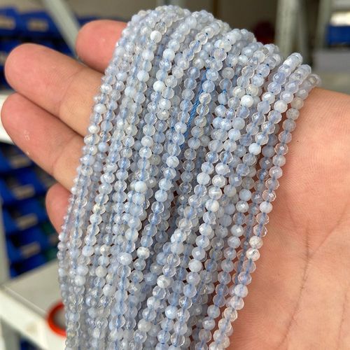 Perles De Pierre À Facettes Bleues De 3mm, Aigue-Marine Aa Naturelle, Dentelle, Agate Brillante, Micro Petite Perle Libre Pour La Fabrication De Bijoux, Décor De Bracelet