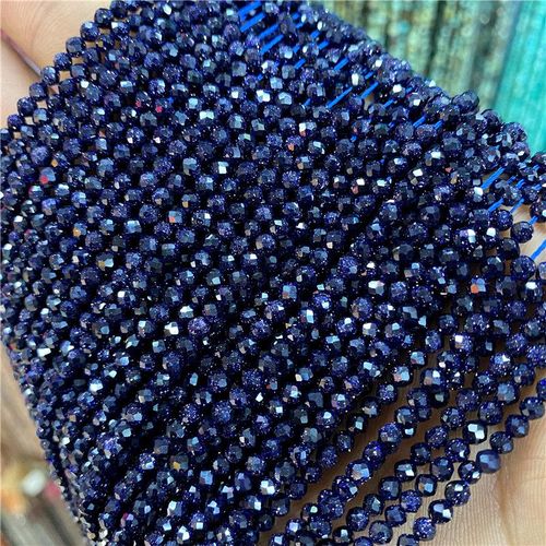 Perles De Pierre À Facettes Bleues De 3mm, Aigue-Marine Aa Naturelle, Dentelle, Agate Brillante, Micro Petite Perle Libre Pour La Fabrication De Bijoux, Décor De Bracelet