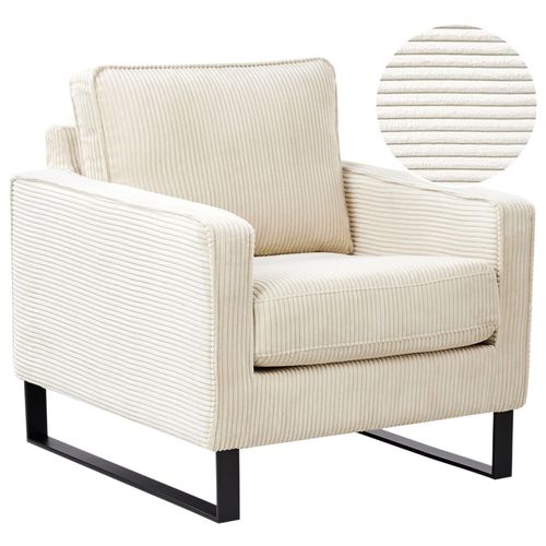 Fauteuil Vind Ii Velours Côtelé Beige Clair