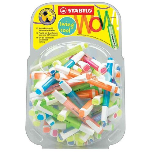 Stabilo Bonbonne De 100 Surligneurs De Poche Swing Cool Pte Biseautée 1 - 4 Mm