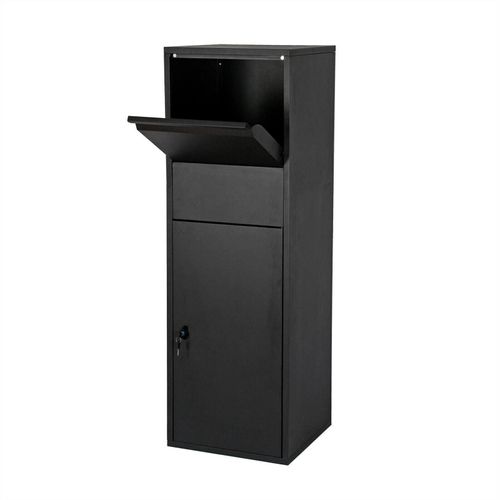 Boîte à colis boite aux lettres verrouillable sur pied courrier paquet 46 x 45 x 140 cm noir Helloshop26 16_0000115
