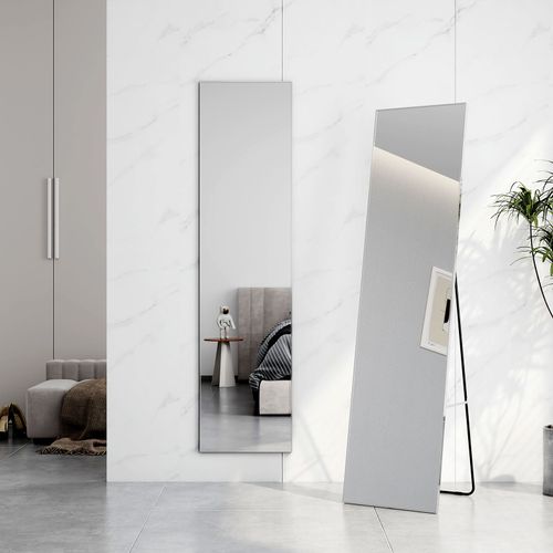 EMKE Miroir intégral avec cadre en métal argenté, 160 x 40 cm, sur pied