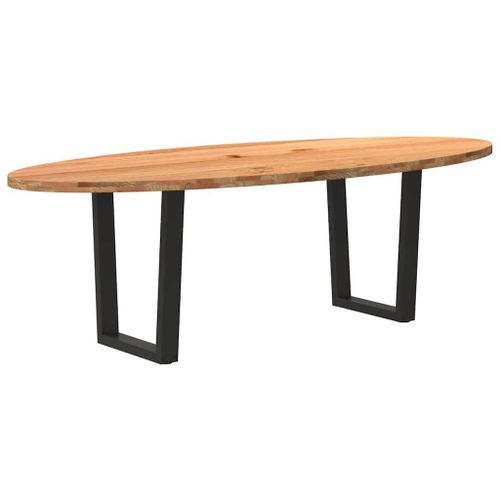 Vidaxl Table À Manger Marron Clair Bois De Chêne Massif Ovale