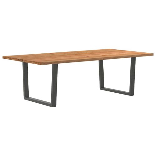Vidaxl Table À Manger Marron Clair Bois De Chêne Massif Rectangulaire