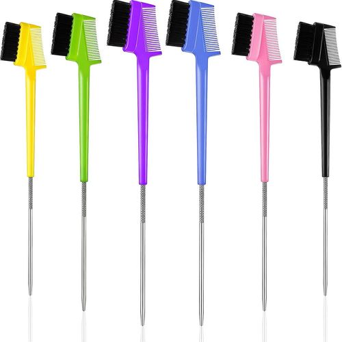 6 Pièces Brosse De Bord De Cheveux Avec Peigne De Queue De Rat Double Face Contrôle Peigne De Cheveux De Bord De Cheveux Brosse De Bord Pour Les Cheveux Ou Les Sourcils