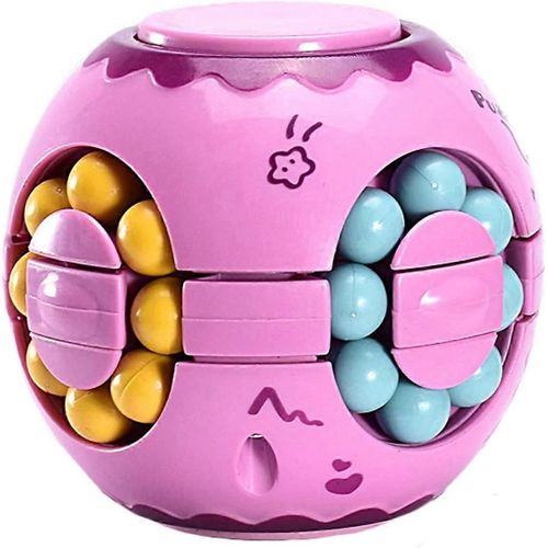 2 en1 Rotatif Fidget Spinner Magic Bean Infinity Cube Stress Relief Ball Adultes Unisexe-Enfants Unisexe Enfants Educatif Puzzle Cube Jouets (Rose)