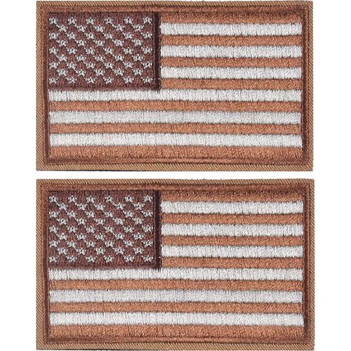 2 pièces tactique US American drapeau patch, militaire États-Unis d¿Amérique uniforme emblème patchs, marron