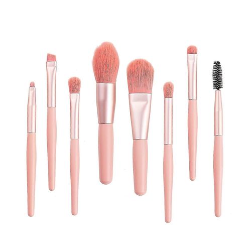 Set De Pinceaux Pour Poudre, Contour, Fard À Joues, Fard À Paupières, Eye-Liner, Estompeur, Précis, Ensemble De 8 Pinceaux De Maquillage Synthétique De Qualité Supérieure (Rose) 