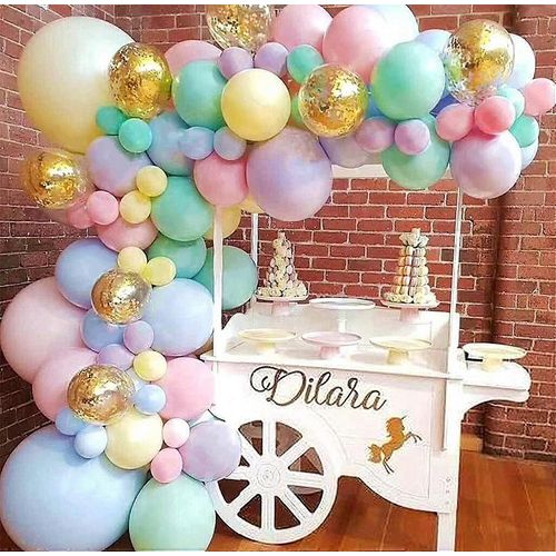 Pastel Ballons Arche Guirlande Kit 5 « 12 » 18 pouces Macaron Couleur Ballons Pastel Différentes tailles et Ensemble de ballons Confettis Or pour Mariage Anniversaire Bébé