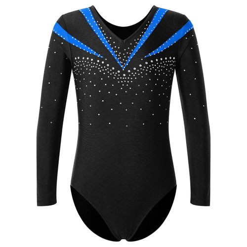 Maillot De Bain À Manches Longues Avec Biscuits Brillants Pour Filles,Justaucorps De Danse Pour Patinage Artistique,Vêtements De Ballet Pour Enfants
