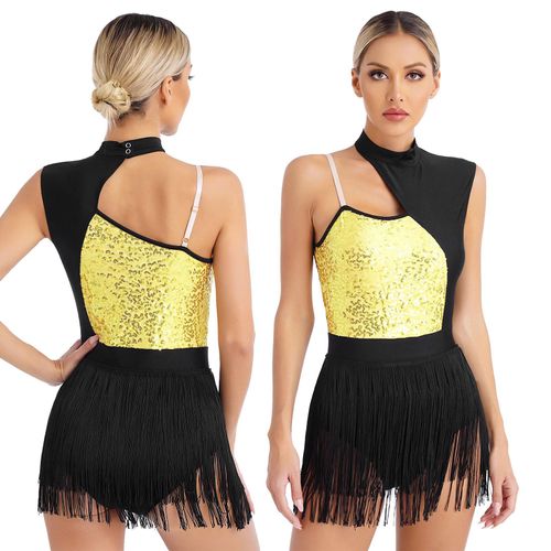 Robe De Danse Latine En Maille Pour Femme,Frange,Salsa,Cha Cha,Rumba,Costume De Ballet,Robe De Cocktail,Performance Sur Scène