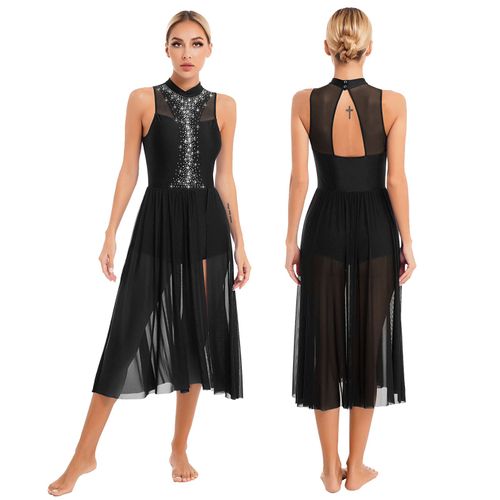 Robe De Brevlyrique À Paillettes Pour Femme,Tenue De Ballet À Bretelles,Costume De Spectacle Sur Scène Contemporaine Moderne