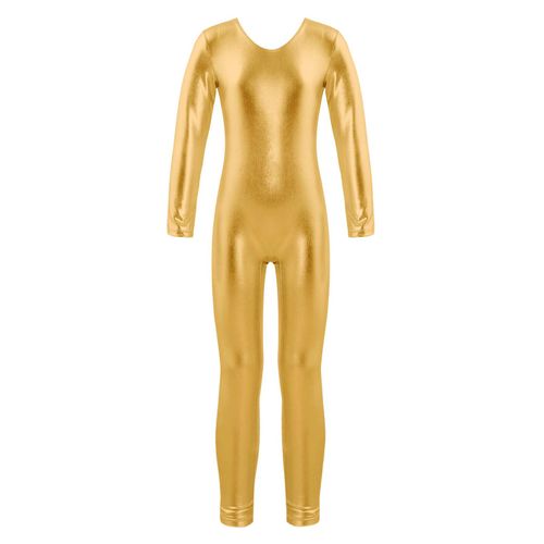 Combinaison De Danse Bodusuit Métallique Brillante Pour Enfants,Justaucorps De Ballet Complet,Manches Longues,Olympiques De Danse Bodusuit,Filles,1 Pièce