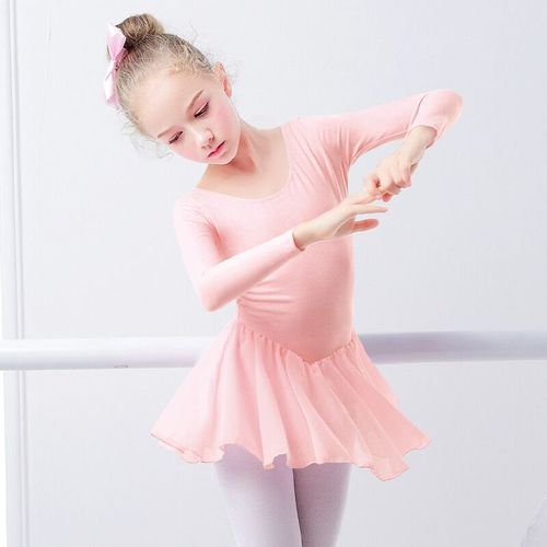 Robe De Ballet À Manches Longues/Courtes Pour Filles,Vêtements De Danse En Coton Pour Enfants,Robe D'entraînement En Mousseline De Soie,Jupe,Costumes De Fête